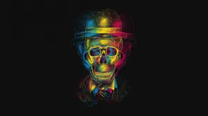 Dark Trippy Skeleton In Formalwear Wallpaper