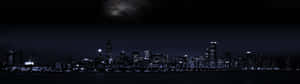 Dark Urban City Skyline Cool Dual Monitor Wallpaper