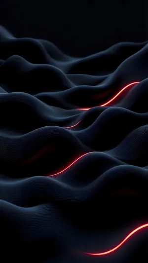 Dark Wave Landscape With Neon Lines Wallpaper