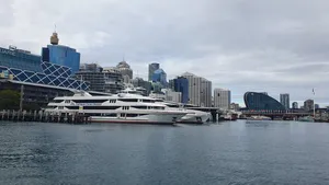 Darling Harbor Sydney Cruise Ships Skyline Wallpaper