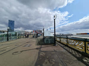 Darling Harbor Sydney Promenade Cloudy Day Wallpaper