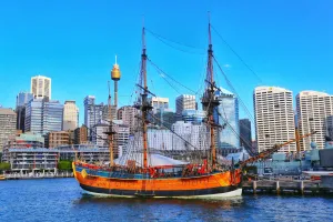 Darling Harbor Sydneywith Historic Ship Wallpaper