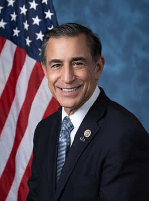 Darrell Issa Blue Backdrop With Flag Wallpaper