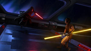 Darth Revan And Bastila Shan Battle In Kotor Wallpaper