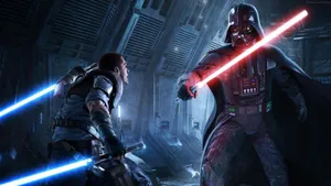 Darth Vader Looms In Star Wars Jedi Fallen Order Wallpaper