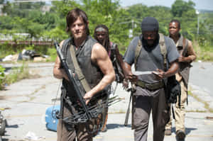 Daryl Dixon Leading Survivors Walking Dead Wallpaper