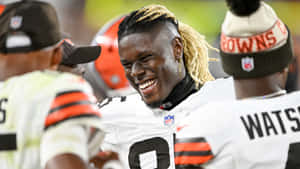 David Njoku Laughing During Game Wallpaper