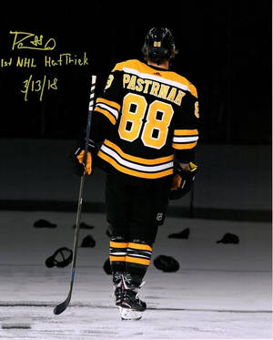 David Pastrnak First Hat Trick Autograph Wallpaper