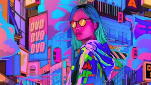 Dazzling Hyperbolic Neon Colors Abstract Art Wallpaper