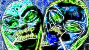 Dazzling Psychedelic Neon Lights In A Dark Room Wallpaper