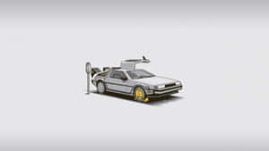 De Lorean Time Machine Illustration Wallpaper