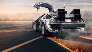 De Lorean Time Travel Flames Wallpaper