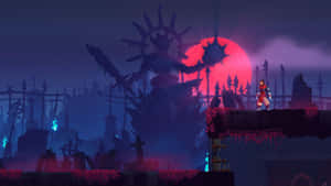 Dead Cells Gameplay Sunset Backdrop Wallpaper