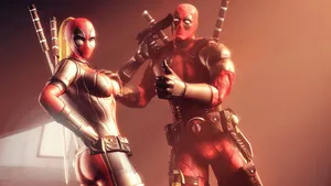 Deadpool And Lady Deadpool - A Dynamic Duo Wallpaper
