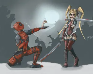 Deadpool And Lady Deadpool Team Up Wallpaper