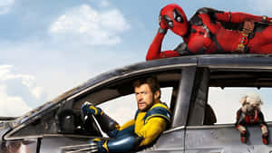 Deadpool And X Men Car Scene Wallpaper