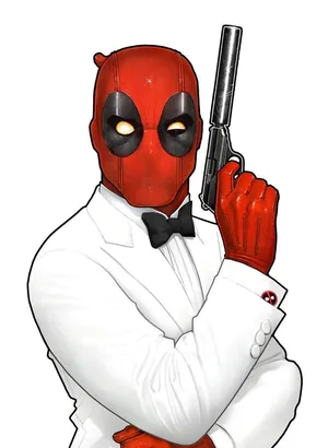 Deadpool Art: Deadpool In Intense Action Mode Wallpaper