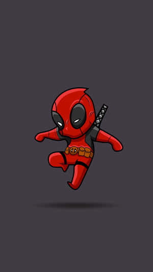 Deadpool Cartoon Action Pose Wallpaper