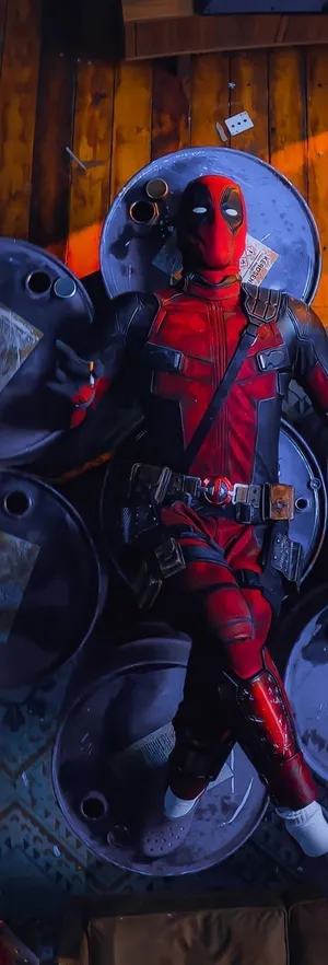 Deadpool Cartoon In Action Wallpaper