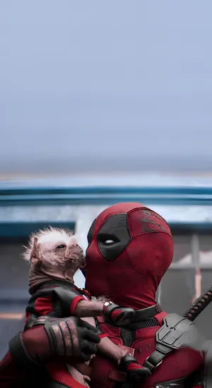 Deadpool Holding Dog Wallpaper