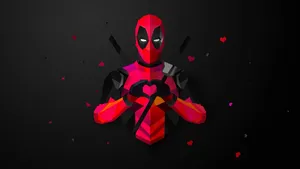 Deadpool With Heart Sign Wallpaper
