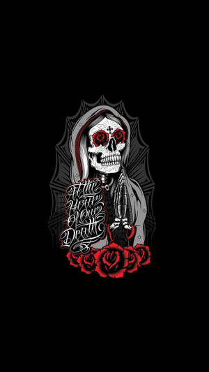 Death Chicano Skull Art Wallpaper