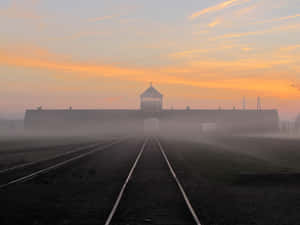 Death Gate Auschwitz Ii Birkenau Railway Track Wallpaper