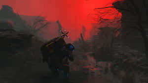 Death Stranding 2 Dark Red Landscape Wallpaper