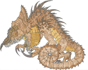 Deathclaw Roaring Against A Fiery Background Wallpaper