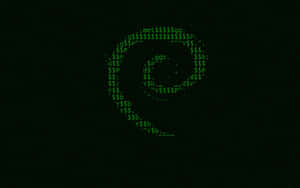 Debian Logo A S C I I Art Greenon Black Wallpaper