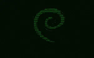 Debian Logo A S C I I Art Greenon Black Wallpaper
