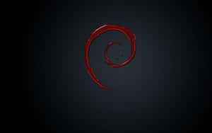 Debian Red Swirl Logo Dark Background Wallpaper