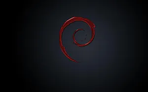 Debian Red Swirl Logo Dark Background Wallpaper