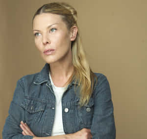 Deborah Kara Unger Denim Jacket Portrait Wallpaper