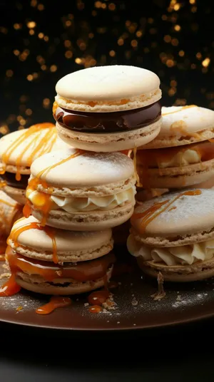Decadent Caramel Macarons Wallpaper