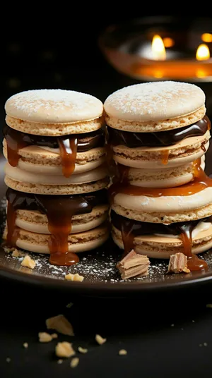 Decadent Macaronswith Caramel Drizzle Wallpaper