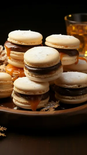 Decadent Macaronswith Caramel Filling Wallpaper