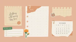 December Cute Pastel Desktop Organizer Wallpaper