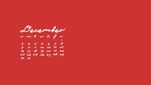 December Minimalist Red Calendar Wallpaper