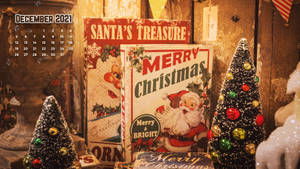 December Vintage Christmas Calendar 2021 Wallpaper