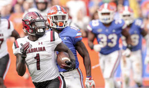 Deebo Samuel In Action On The Field Wallpaper