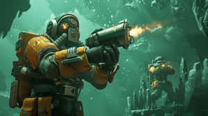 Deep Rock Galactic Dwarvesin Action Wallpaper