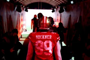 Deforest Buckner At The Football Tunnel Entrance Wallpaper