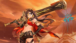 Dehya Warrior Under Desert Sun Wallpaper