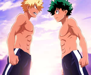 Deku_and_ Rival_ Shirtless_ Anime_ Showdown Wallpaper