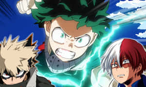 Deku And Todoroki Harnessing The Power Of Friendship And Rivalry Wallpaper