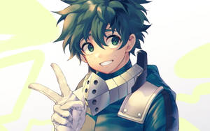 Deku Cute Peace Sign Wallpaper