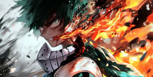 Deku Fierce Battle My Hero Academia Wallpaper