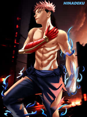 Deku_ Flaming_ Power_ Pose Wallpaper