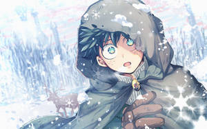 Deku In His Winter Attire, Ready For Adventure! Wallpaper